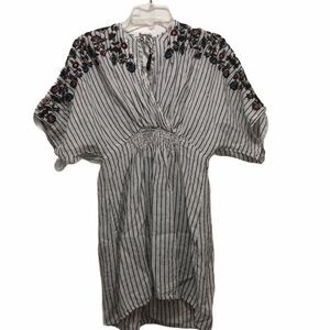 Zara Tunic Basic Stripe Top V-Neck Size SMALL